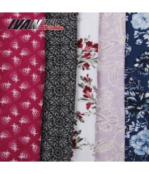 Floral pattern custom rayon cotton plain sustainable luxury single printed jersey knit fabric for dress